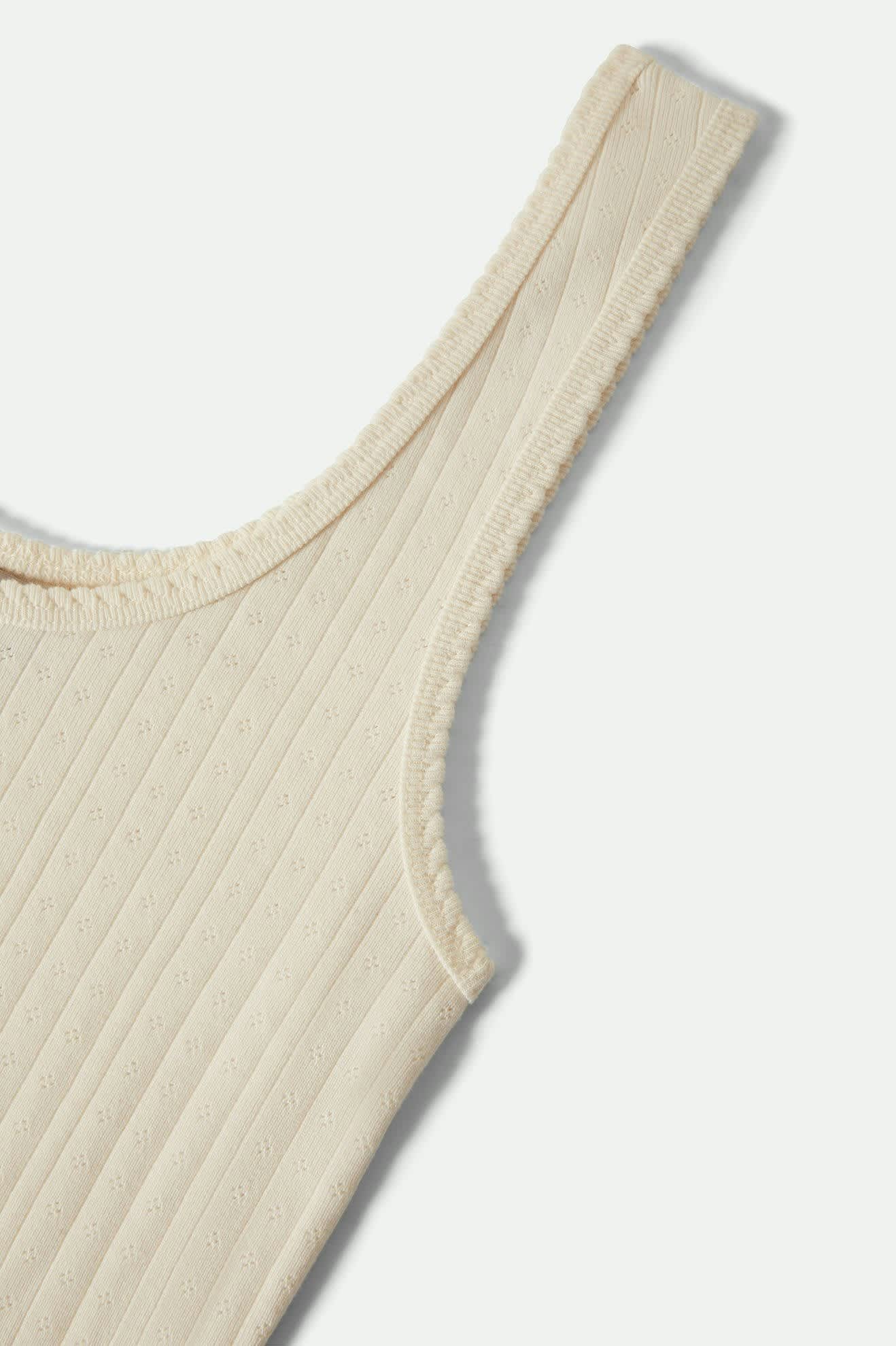 Women's Pointelle Slim Fit Tank in the color Off White - Additional Laydown image