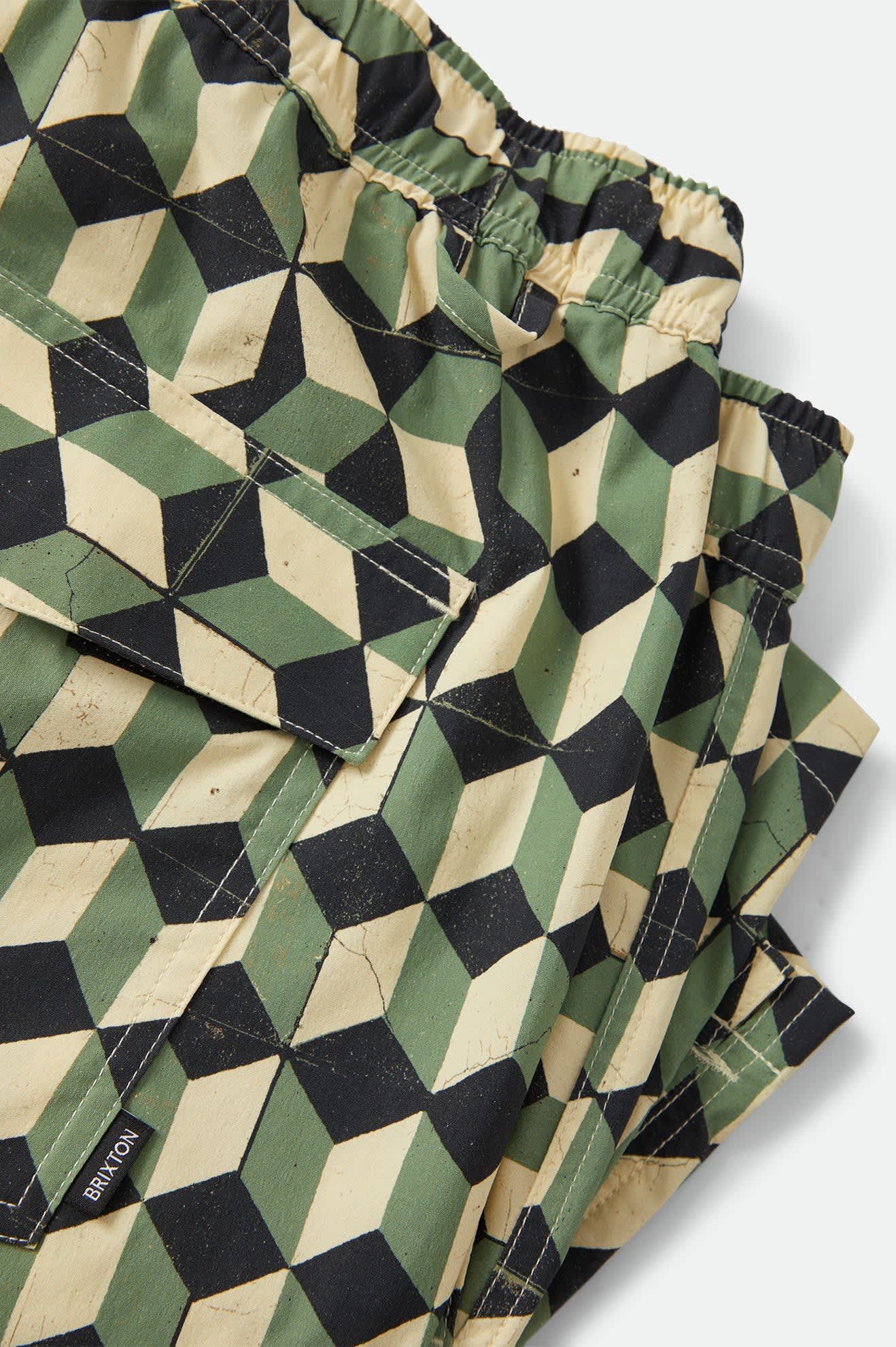Men's Burger She Wrote Hybrid Short in the color Black/Green Tile - Additional Laydown image