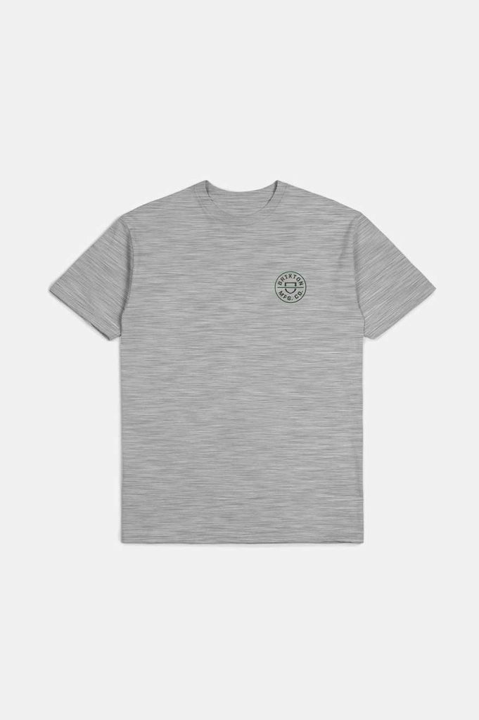 Brixton Crest II S/S Standard T-Shirt - Heather Grey/Washed Black/Pine Needle