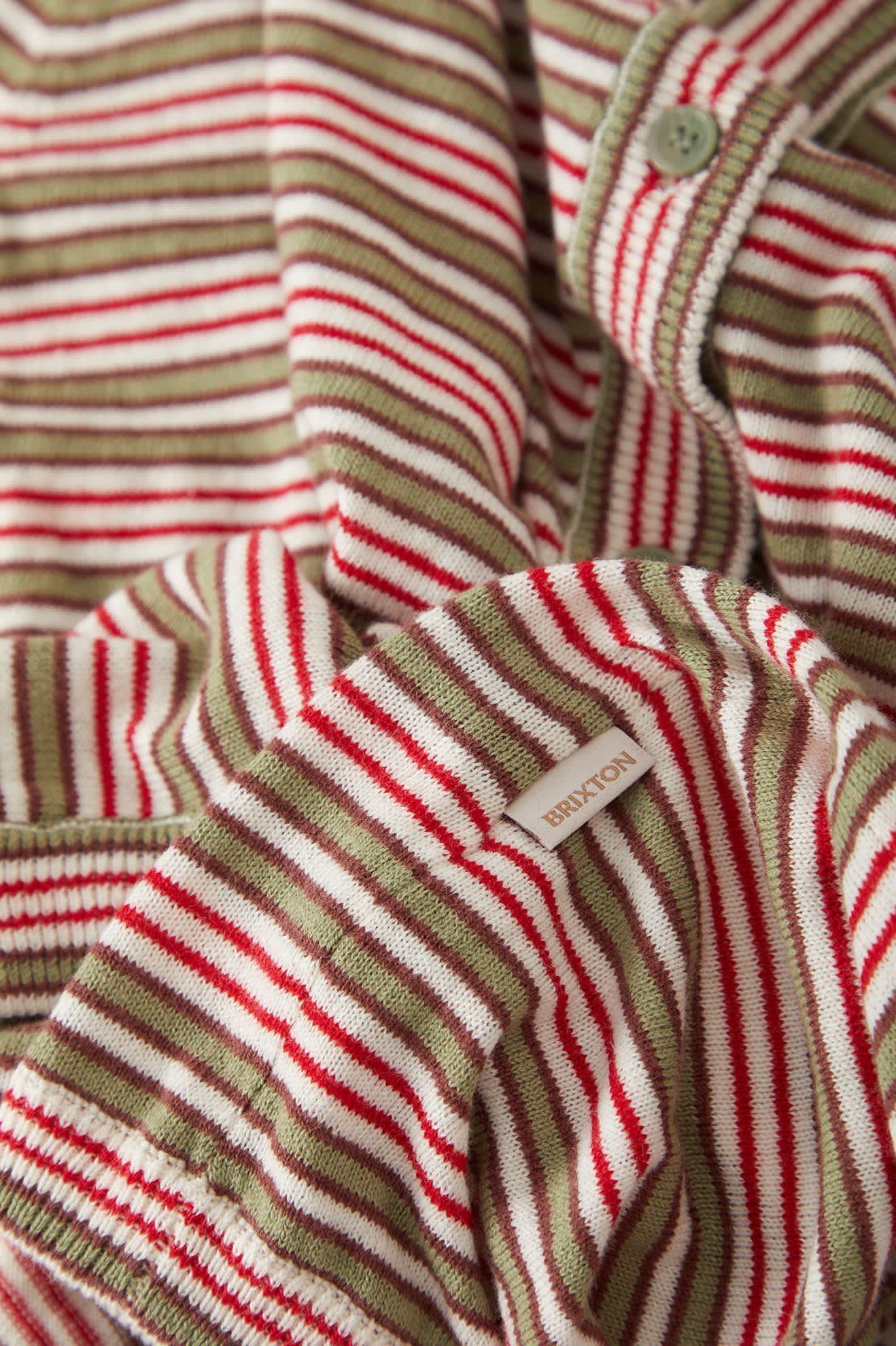 Women's Bixby Lightweight Cardigan in the color Green Multi Stripe - Additional Laydown image