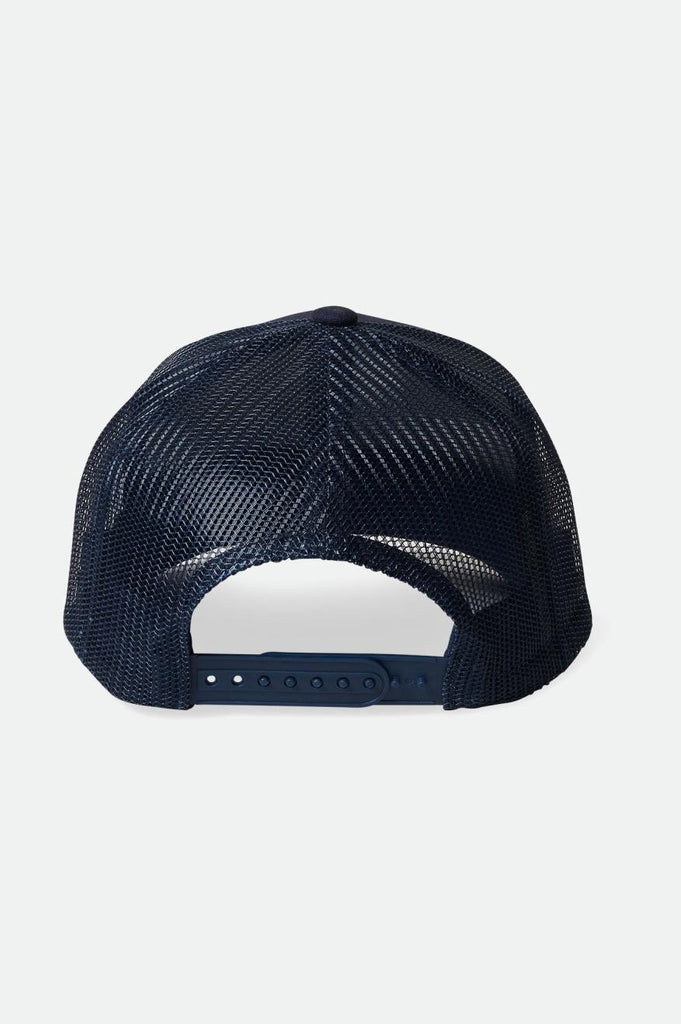 Brixton Crest Netplus MP Trucker Hat - Washed Navy/Oatmeal/Marsala Red