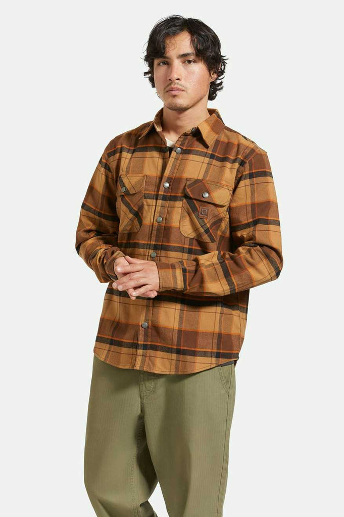 Brixton Builders Bowery Stretch Water Resistant L/S Flannel - Burro Brown/Pinecone Brown/Black