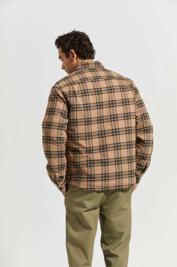 Men's Back Fit Image | Bowery Quilted L/S Flannel - Woodsmoke/Black