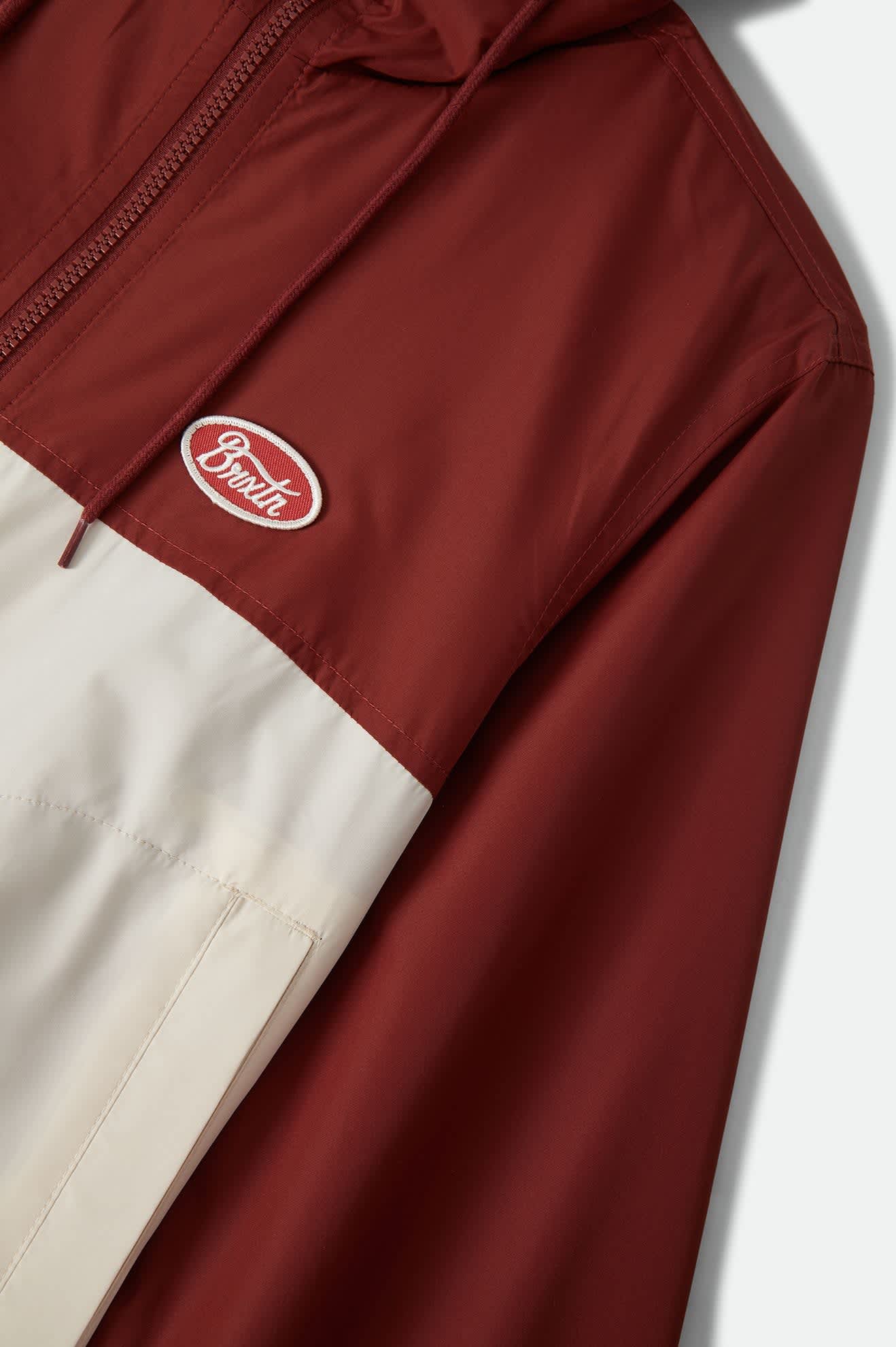 Women's Parsons Lightweight Hooded Windbreaker in the color Dark Brick/Whitecap - Additional Laydown image