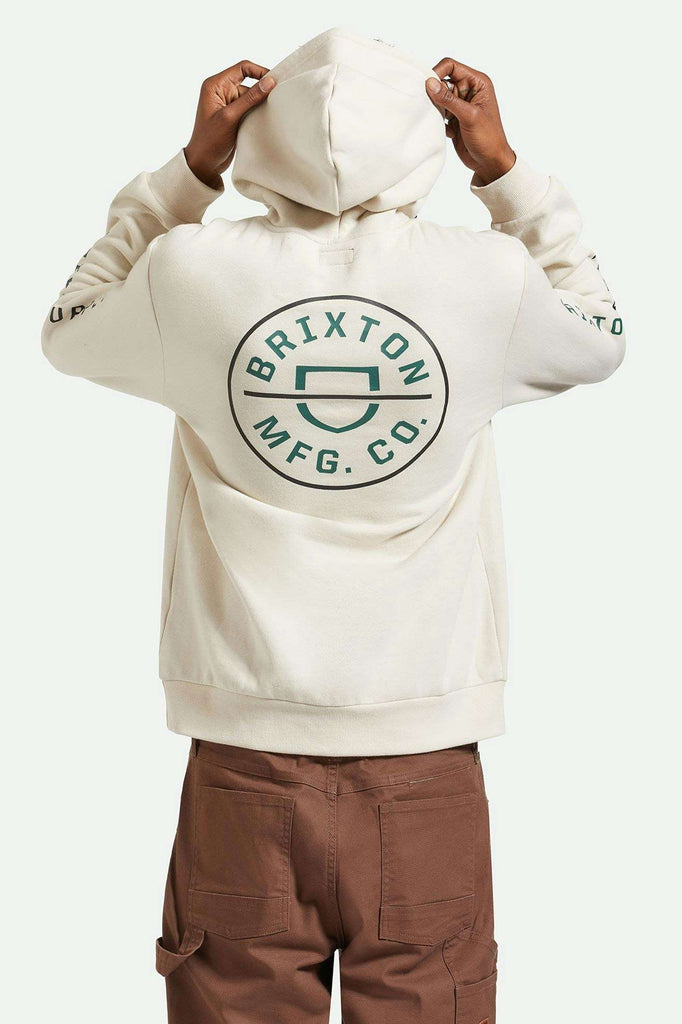 Men's Back Fit Image | Crest Hoodie - Beige/Black/Pine Needle