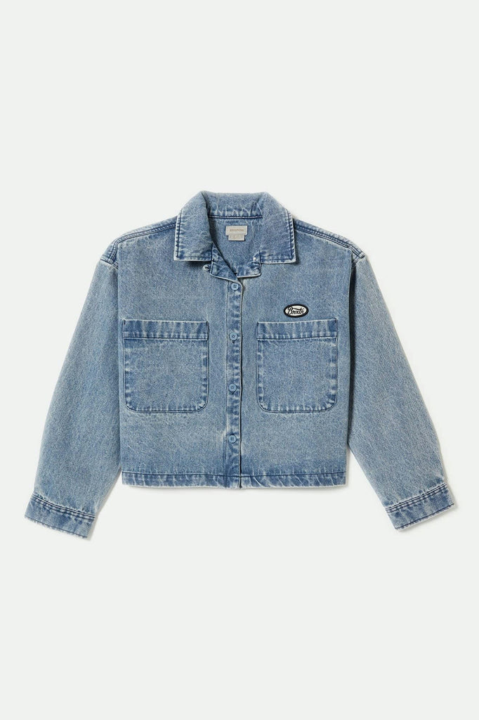 Women's Utopia L/S Overshirt in the color Light Denim - Front Product View