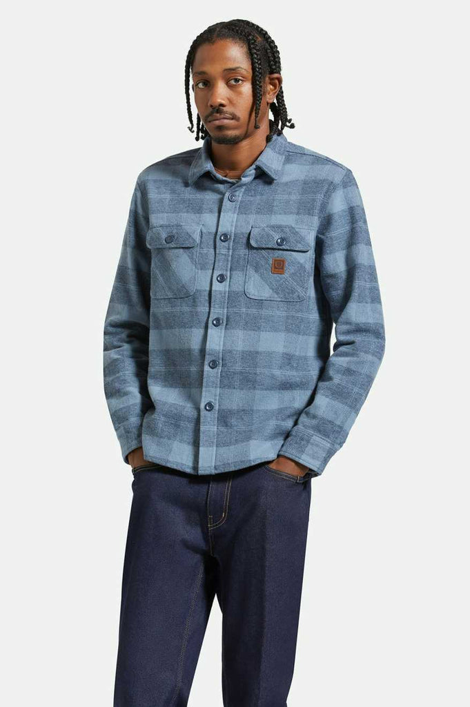 Brixton Bowery Heavyweight L/S Flannel - Mirage Blue/Washed Navy