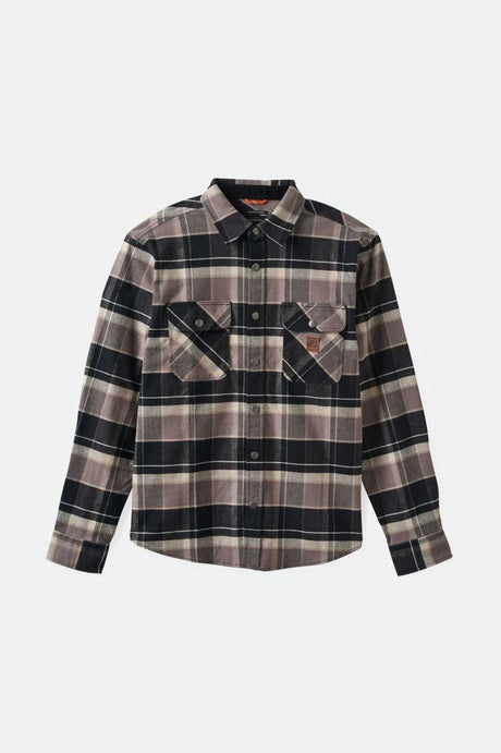 Brixton Men's Builders Bowery Stretch Water Resistant L/S Flannel - Black/Charcoal/Beige | Main