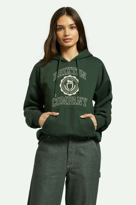 Brixton Women's University Women's Hoodie - Deep Forest | Front fit