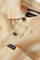 Men's CRU Slub Relaxed S/S Shirt in the color Hazelnut/Painterly Stripe - Additional Laydown image