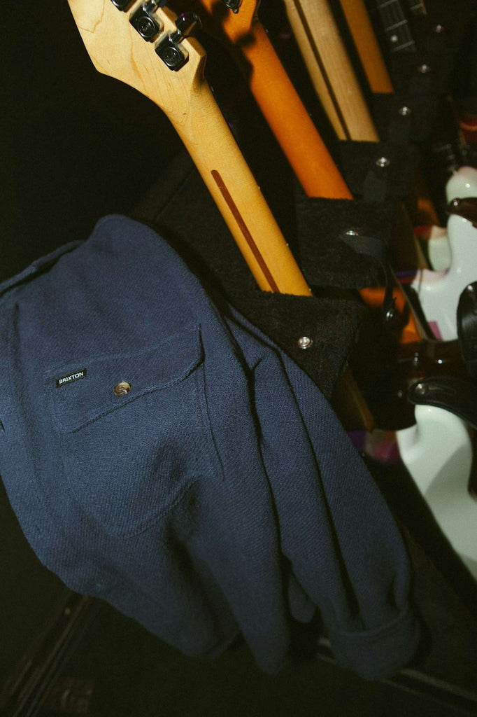 Extra Laydown Image 1 | Bowery Textured Loop Twill L/S Overshirt - Washed Navy