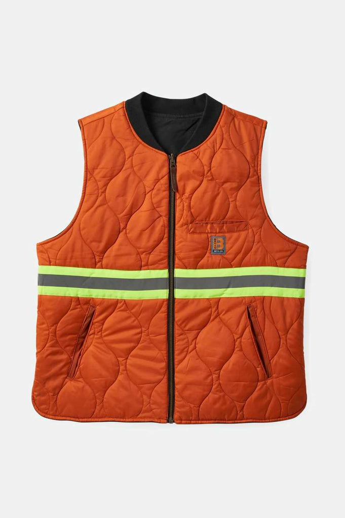 Back Laydown Image for Builders Abraham Reversible Vest - Washed Black/Rust Orange