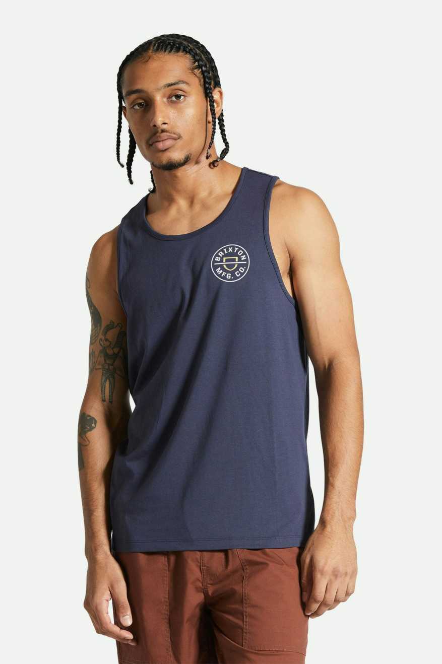 Crest Tank Top - Washed Navy/Off White