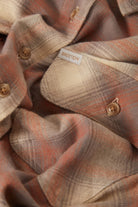 Women's Bowery Crop Women's Overshirt in the color Soft Tan Window Plaid - Additional Laydown image