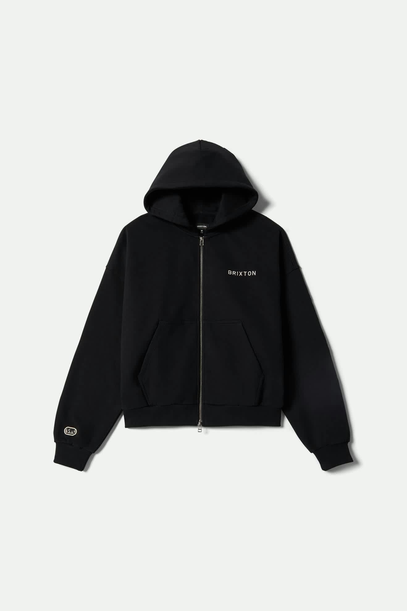 Men's Embroidered Heavyweight Oversized Full Zip in the color Black - Front Product View