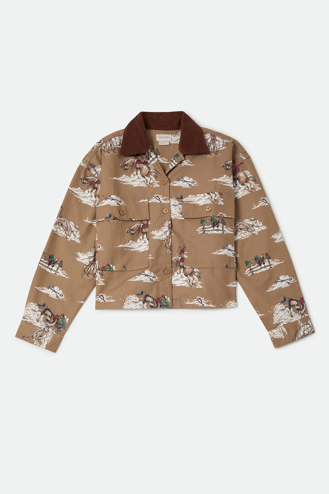 Women's Utopia Overshirt in the color Mid Century Cowboy Print - Front Product View