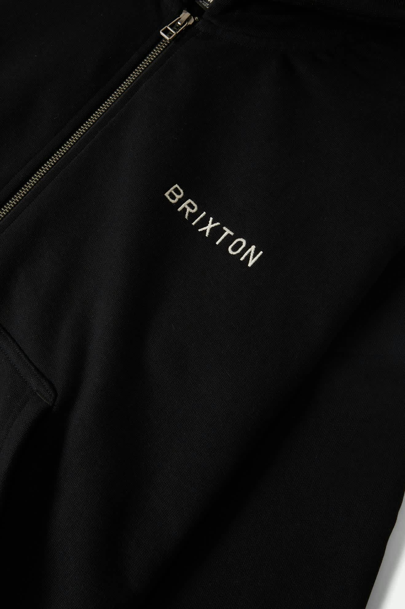 Men's Embroidered Heavyweight Oversized Full Zip in the color Black - Additional Laydown image