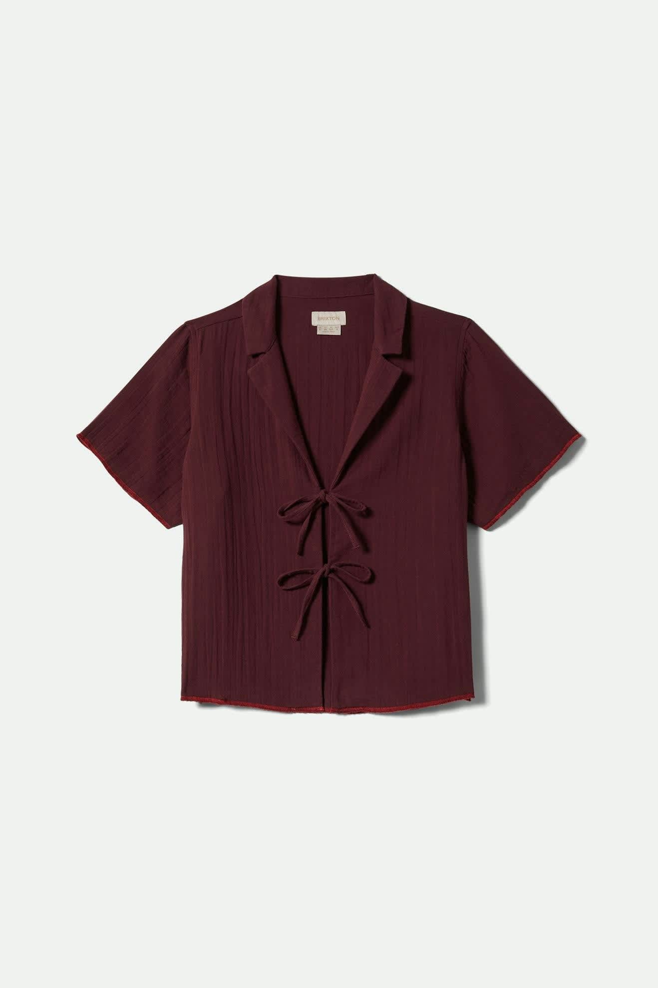 Women's Wandering Tie Top in the color Port - Front Product View