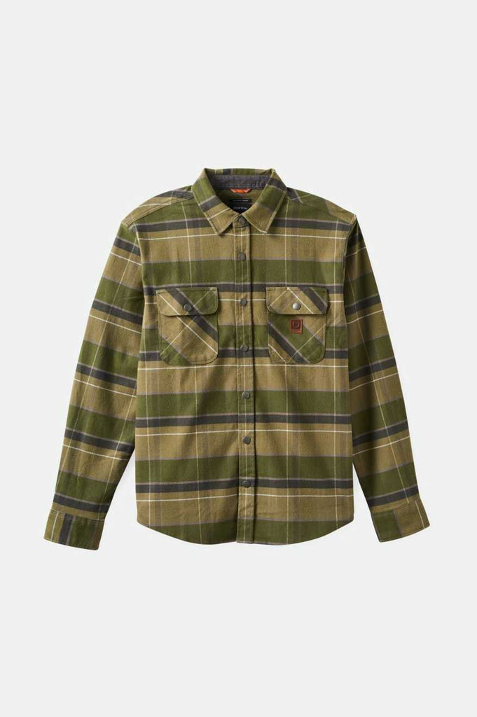 Brixton Builders Bowery Stretch Water Resistant L/S Flannel - Dill/Olive Surplus/Washed Black