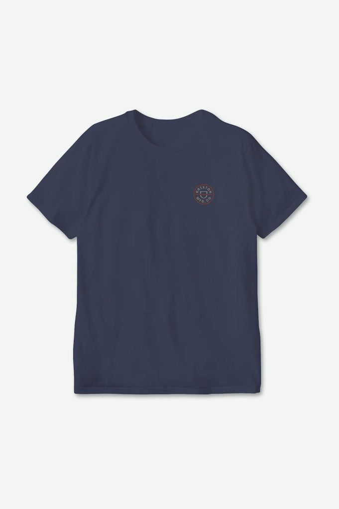 Brixton Crest II S/S Standard Tee - Washed Navy/Oatmeal/Barn Red