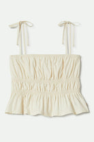 Women's Eden Smocked Top in the color Off White - Front Product View