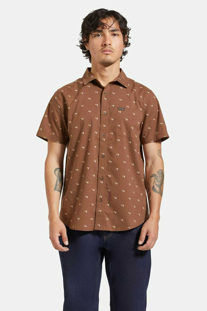 Brixton Charter Print S/S Woven Shirt - Pinecone Brown/Tipping Square