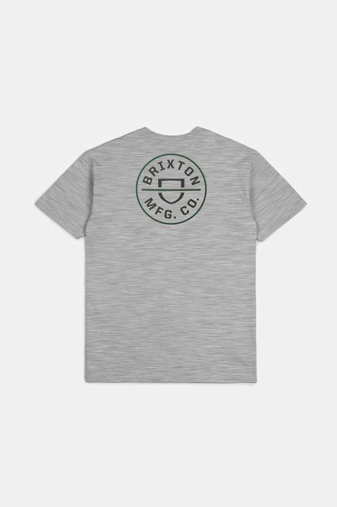 Brixton Crest II S/S Standard T-Shirt - Heather Grey/Washed Black/Pine Needle