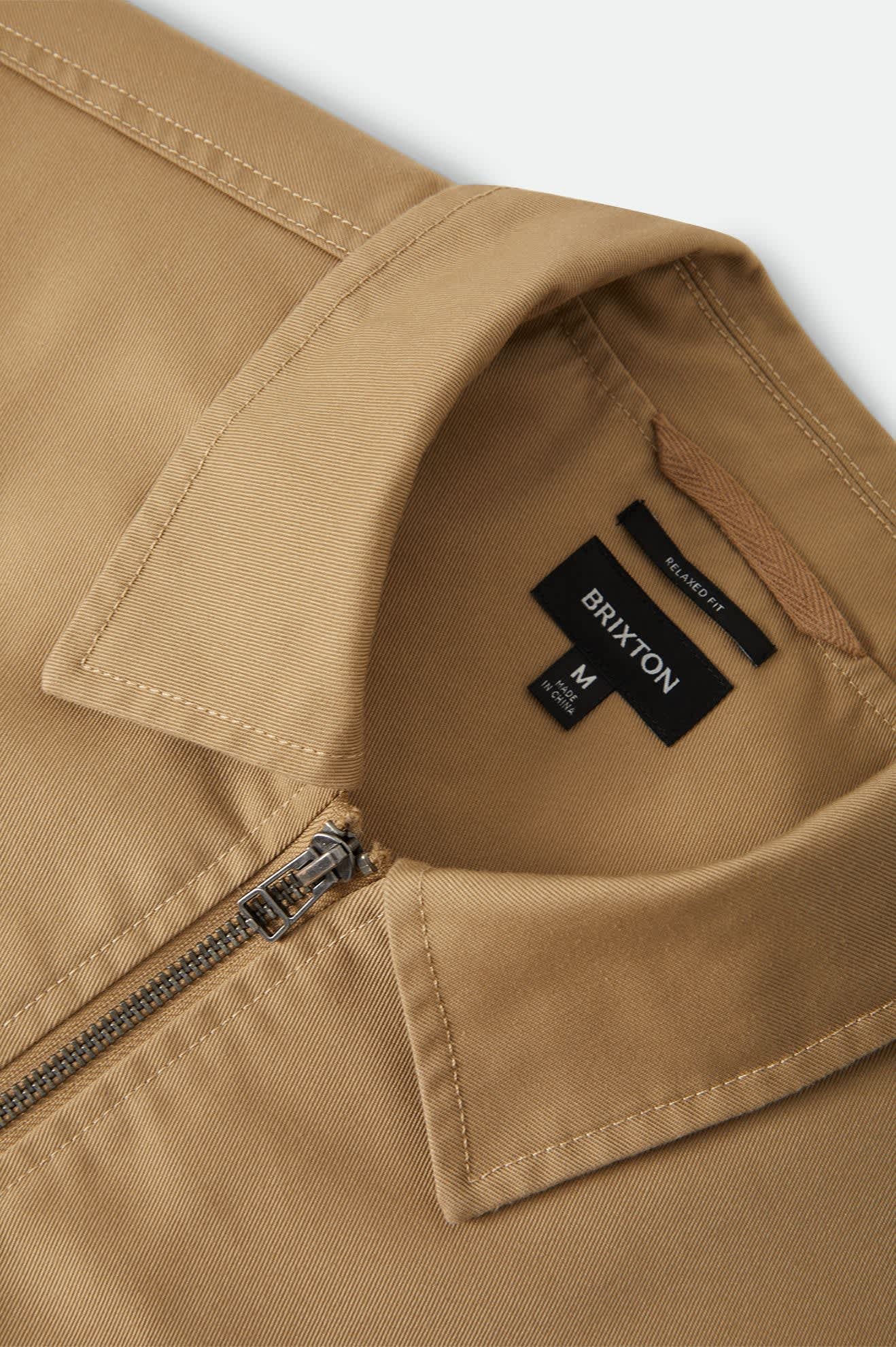 Men's Trademark Lightweight Garage Zip Jacket in the color British Khaki - Additional Laydown image