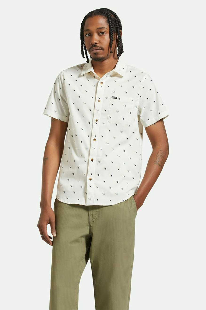 Brixton Charter Print S/S Woven Shirt - Off White/Tipping Square