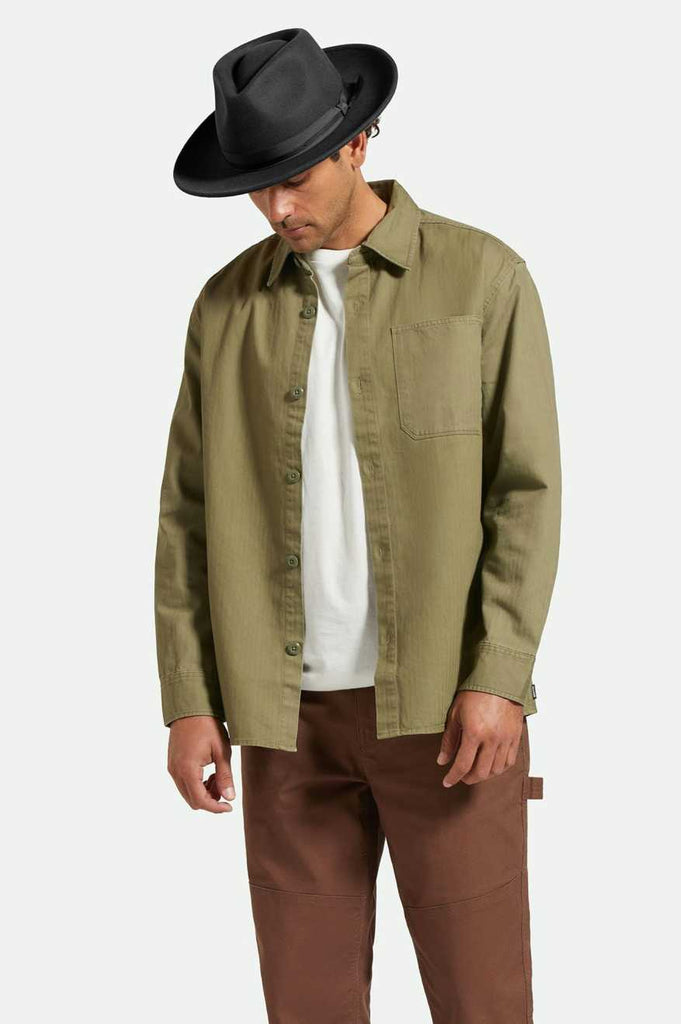 Brixton Selden L/S Overshirt - Olive Surplus Worn Wash