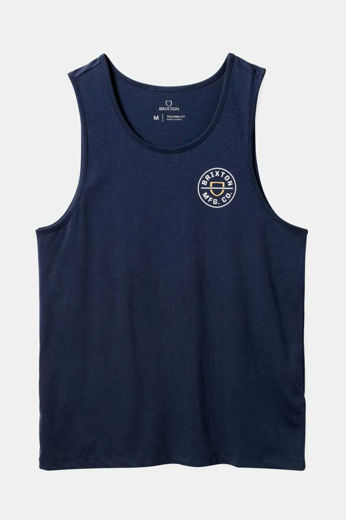 Brixton Crest Tank Top - Washed Navy/Off White