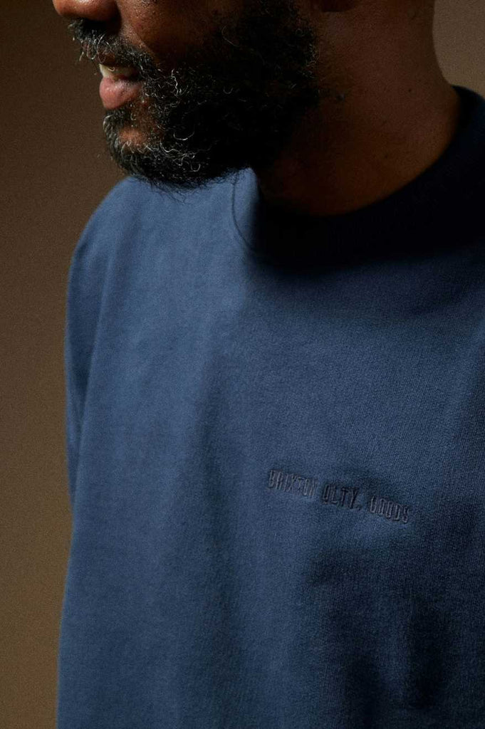 Brixton Embroidered Heavyweight Oversized Crew - Washed Navy