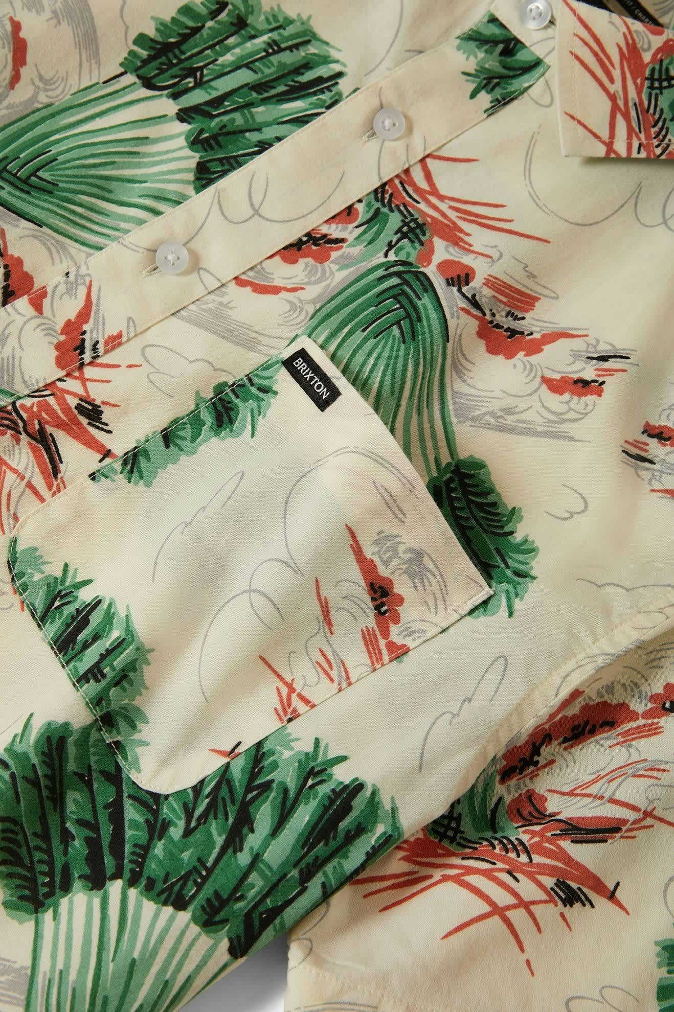 Men's Charter Print S/S Shirt in the color Vintage Palm Print - Additional Laydown image