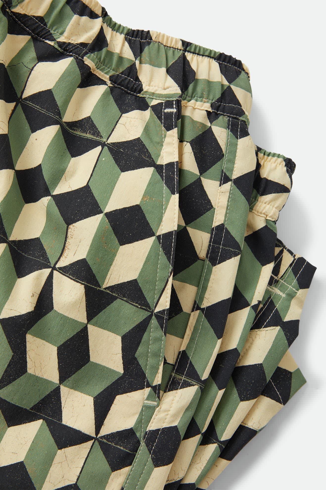 Men's Burger She Wrote Hybrid Short in the color Black/Green Tile - Additional Laydown image