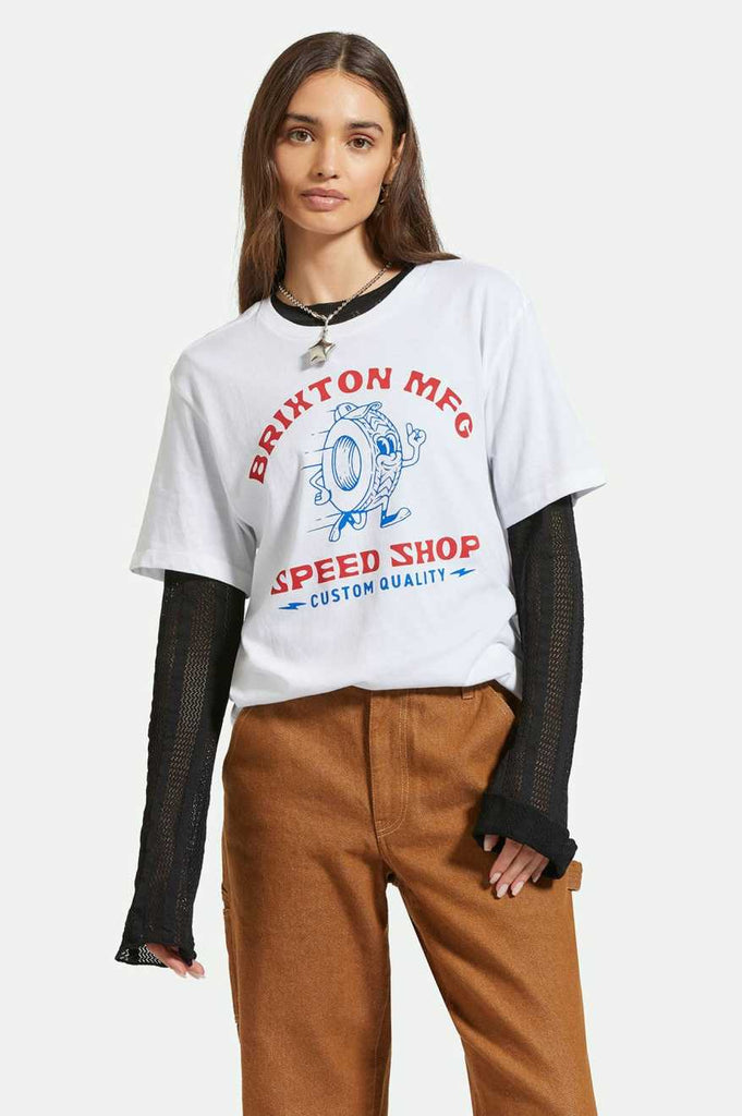 Brixton Speed Shop Vintage Crew T-Shirt - White