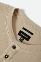 Men's Vintage Ribbed L/S Henley in the color Beige - Additional Laydown image