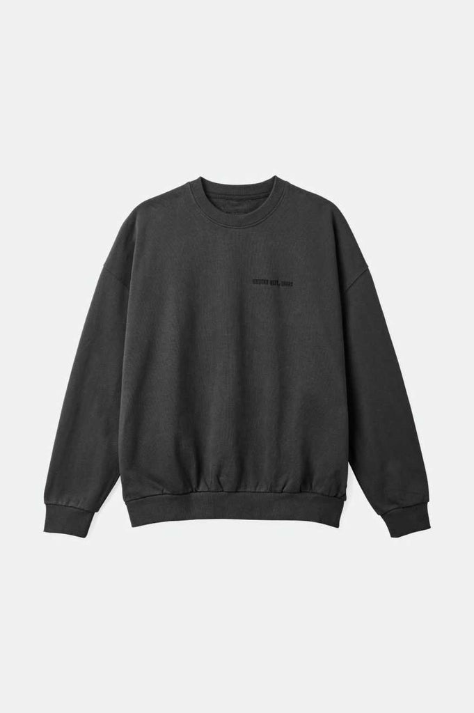 Brixton Men's Embroidered Heavyweight Oversized Crew - Washed Black | Main