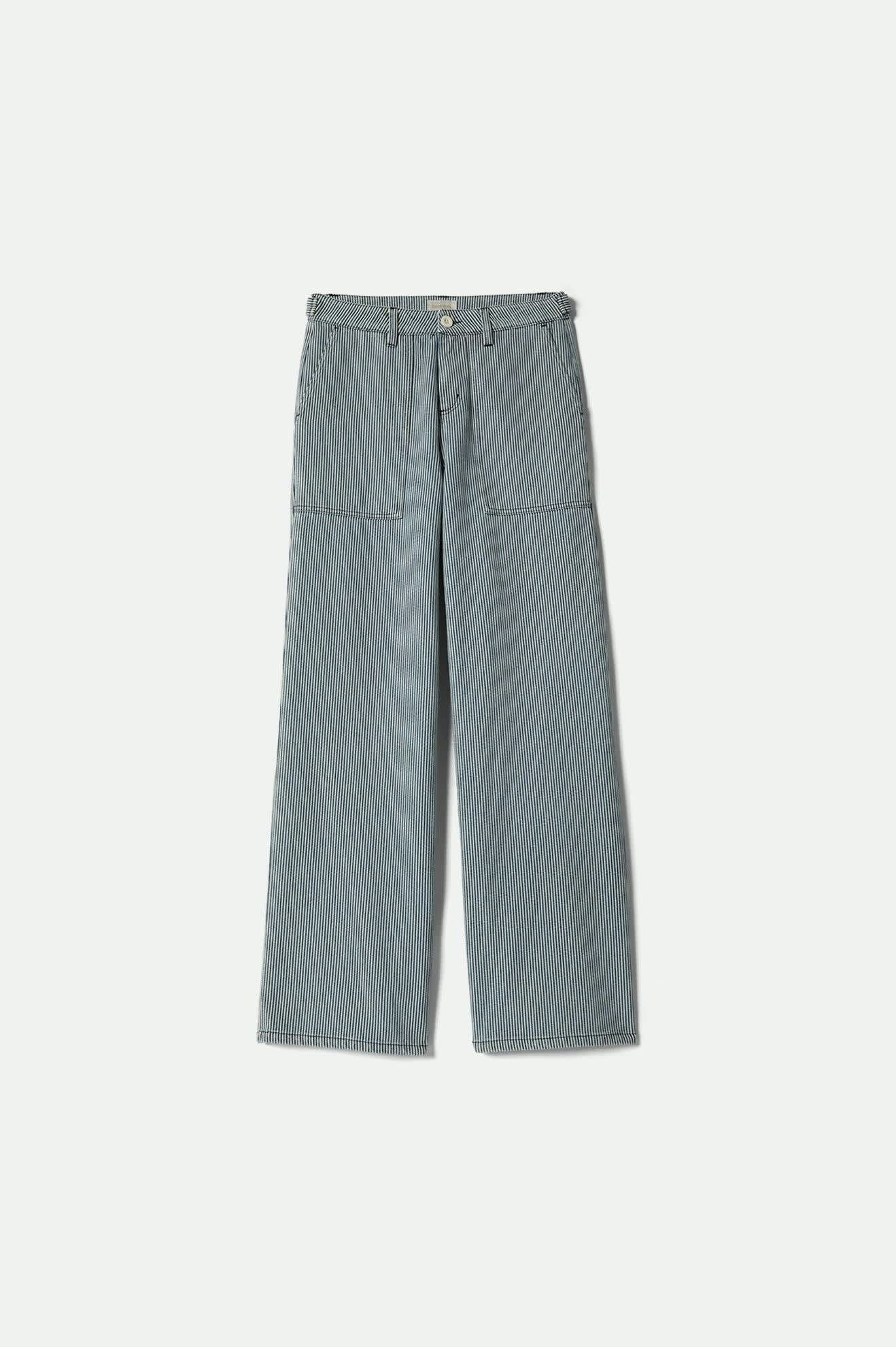 Women's Jane Ulitily Wide Leg Pant in the color Off White/Mood Indigo - Front Product View