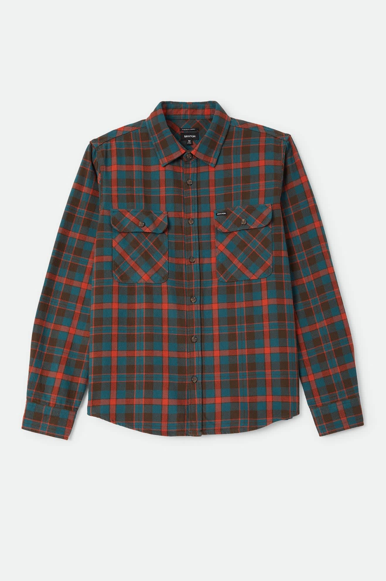Men's Bowery Flannel in the color Walnut Brown/Ultra Marine - Front Product View