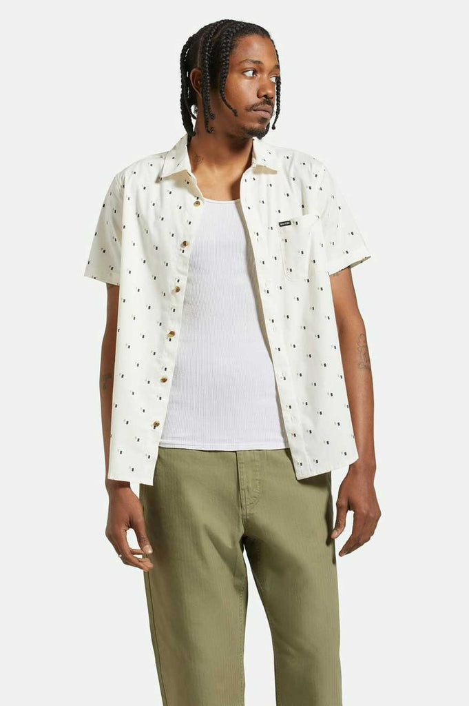 Brixton Charter Print S/S Woven Shirt - Off White/Tipping Square