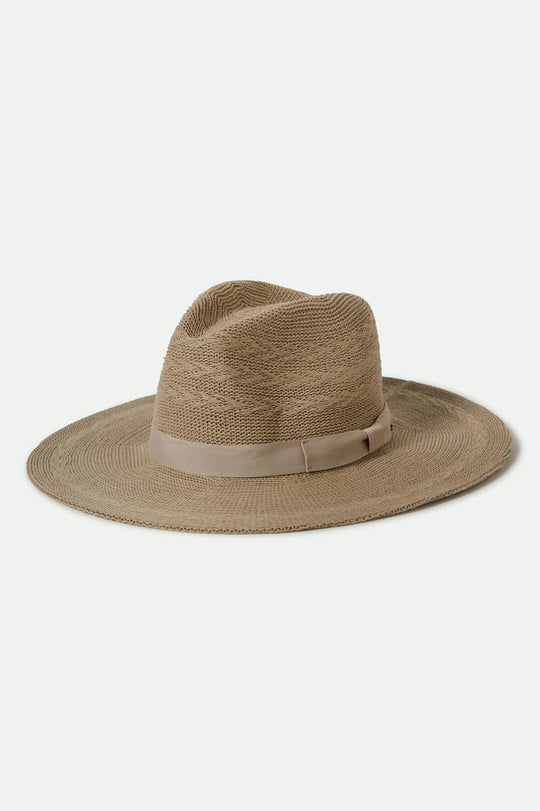 Women's Lyons Knit Pattern Packable Hat in the color Light Tan/Light Tan - Front Product View