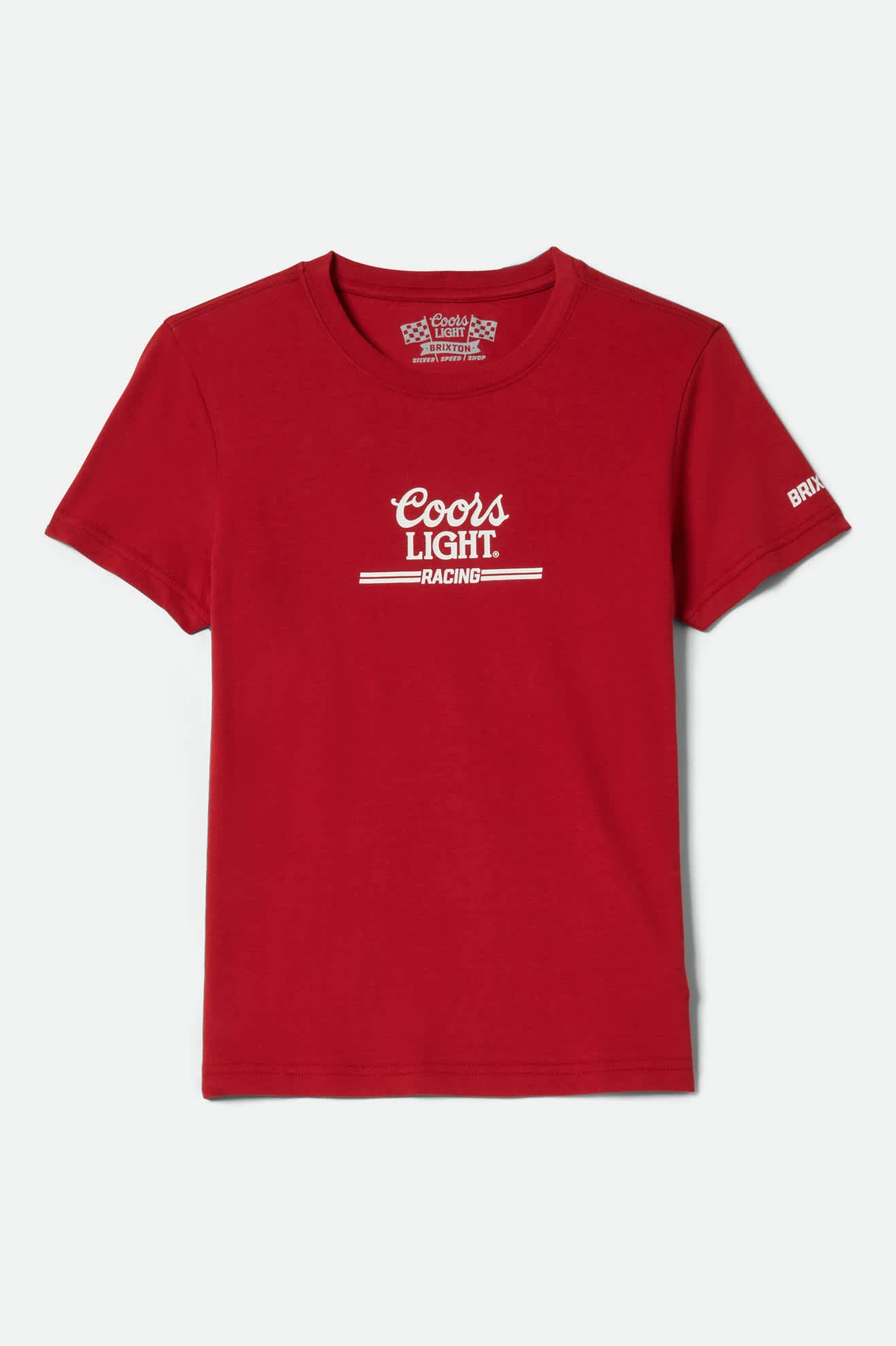 Women's Coors Light Racing Fitted T-Shirt in the color Coors Red - Front Product View
