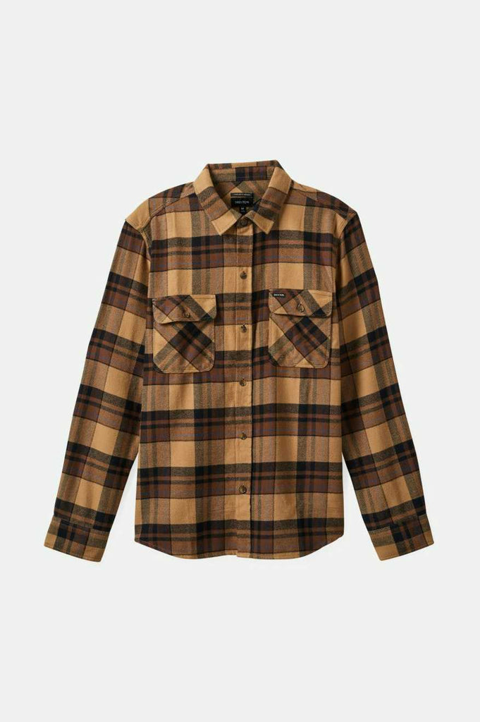 Brixton Bowery L/S Flannel - Tigerʼs Eye/Pinecone Brown/Washed Black