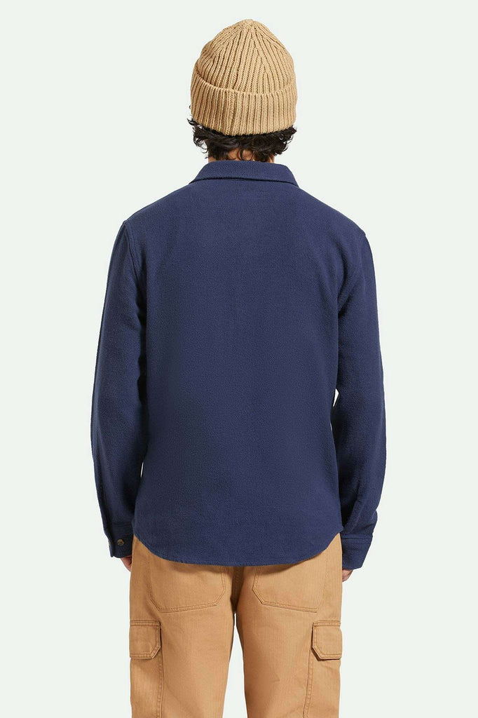 Men's Back Fit Image | Bowery Textured Loop Twill L/S Overshirt - Washed Navy