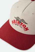 Unisex Brixton Banner Snapback in the color Whitecap/Dark Brick - Additional Laydown image