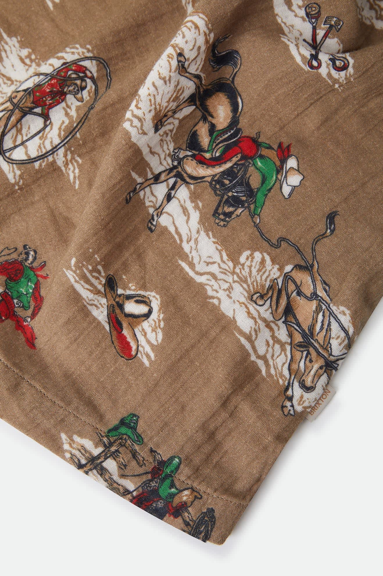 Women's The Tie Dress in the color Mid Century Cowboy Print - Additional Laydown image