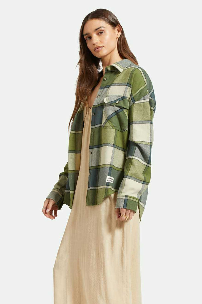 Brixton Bowery Women's Classic L/S Flannel - Blue Mirage/Dill Plaid