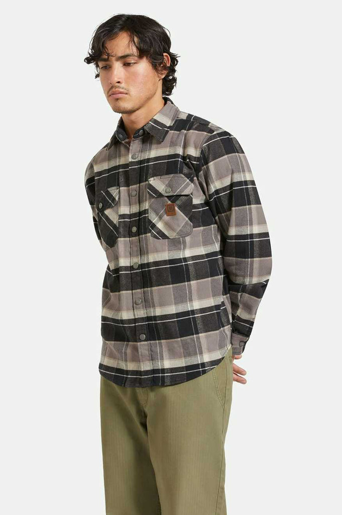 Brixton Builders Bowery Stretch Water Resistant L/S Flannel - Black/Charcoal/Beige