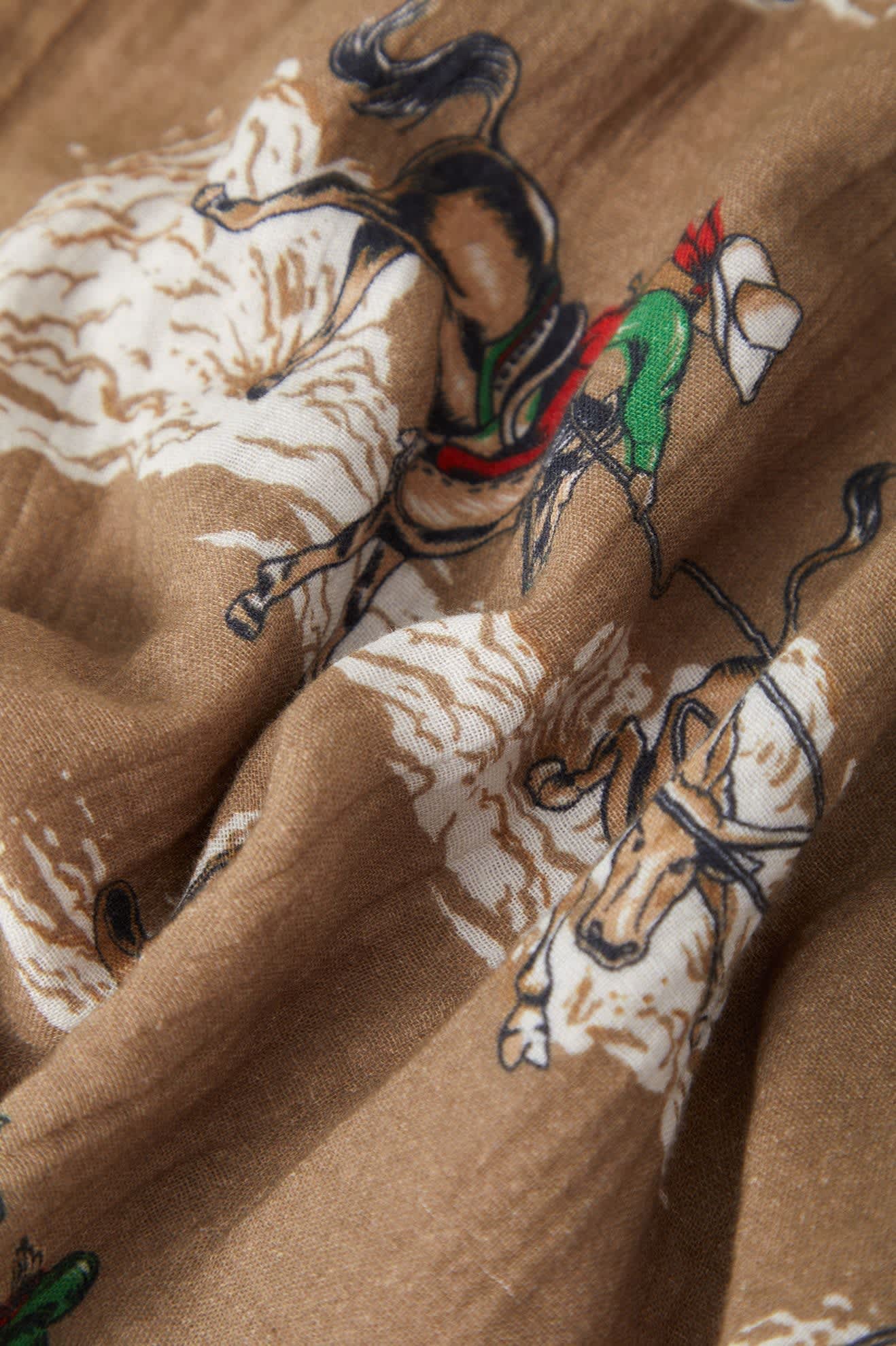 Women's The Tie Dress in the color Mid Century Cowboy Print - Additional Laydown image
