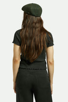 Unisex Brood Newsboy Cap in the color Moss/Orange - Women's Back View